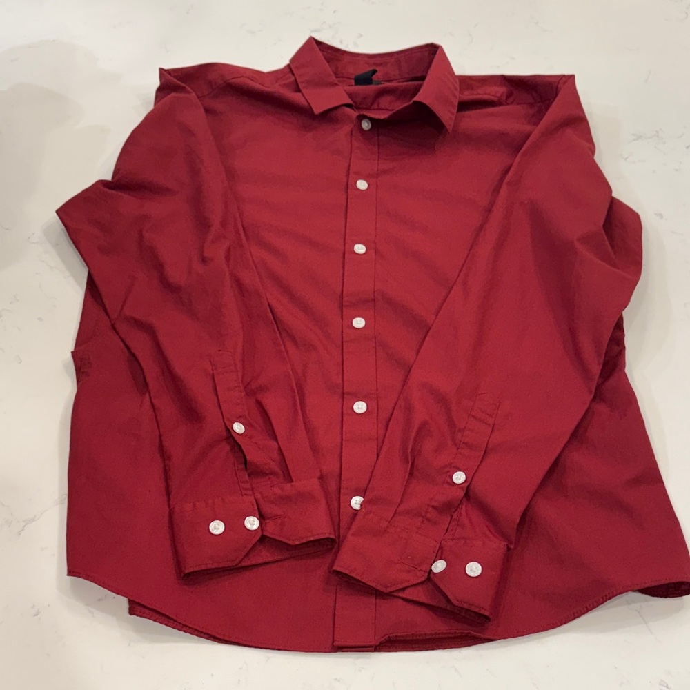 H&M Red Casual Button Down Shirt
